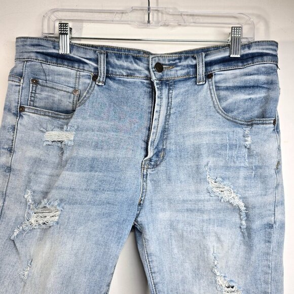 Aeropostale Acid Wash Distressed Cut oFF Raw Hem 9" Inseam Denim Jean Shorts - Picture 4 of 9